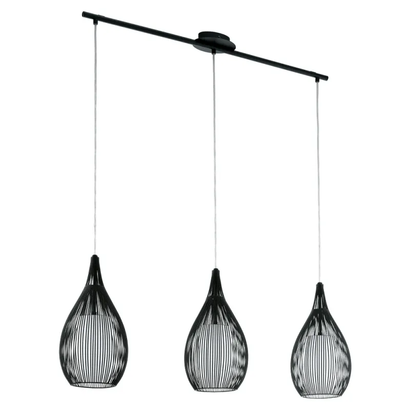 Suspensie Eglo Razoni 94389, E27 3X60W, Sticla Satinata, Otel, Negru