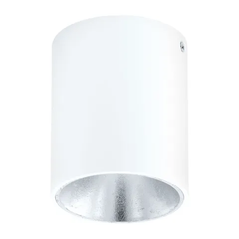 Plafoniera Eglo Polasso 94504, Led 1X3.3W 340Lm 3000K Ø100Mm, Plastic, Aluminiu, Argintiu, Alb