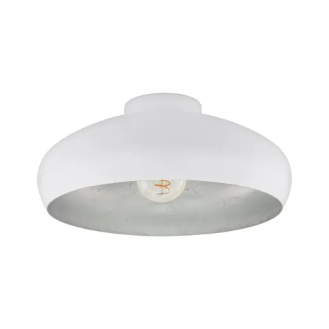Plafoniera Vintage Eglo Mogano 94548, E27 1X60W Ø400Mm, Otel, Argintiu, Alb