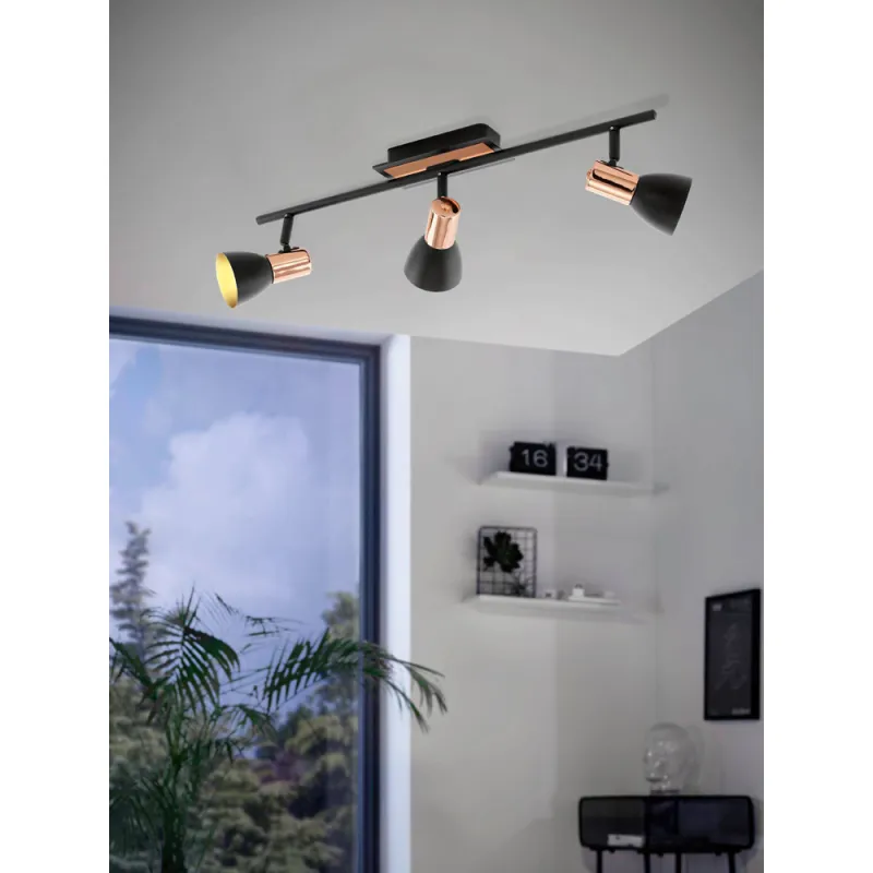 Plafoniera Eglo Barnham 94586, Gu10 3X3.3W, Otel, Negru, Cupru