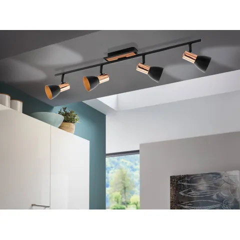 Plafoniera Eglo Barnham 94587, Gu10 4X3.3W, Otel, Negru, Cupru