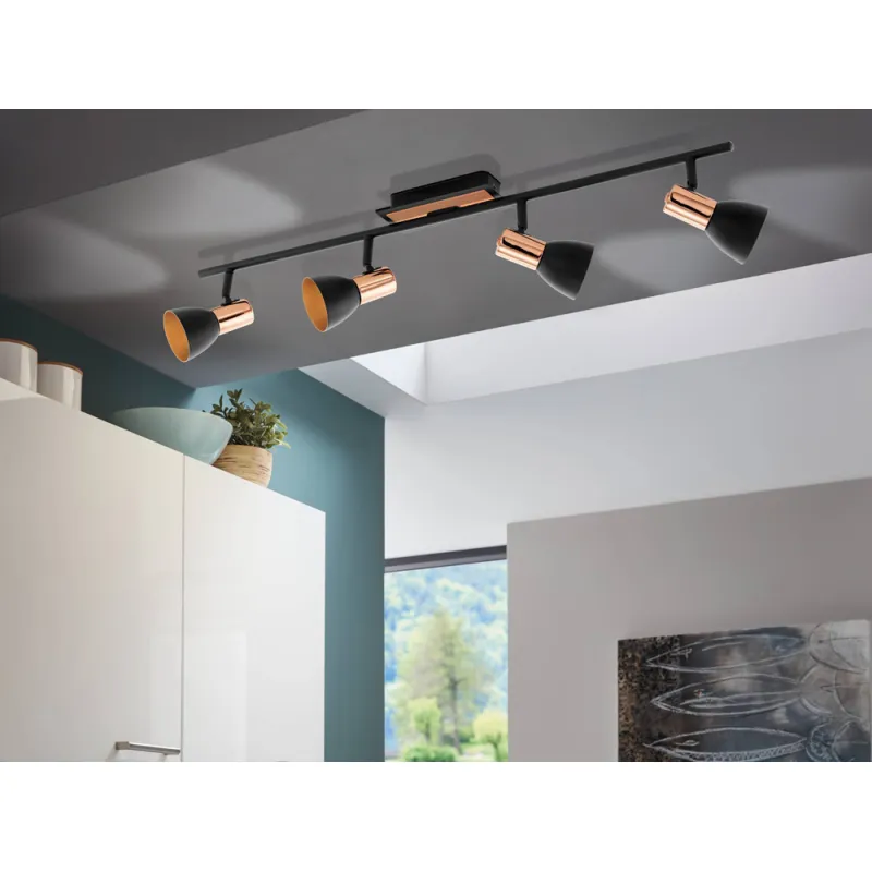 Plafoniera Eglo Barnham 94587, Gu10 4X3.3W, Otel, Negru, Cupru