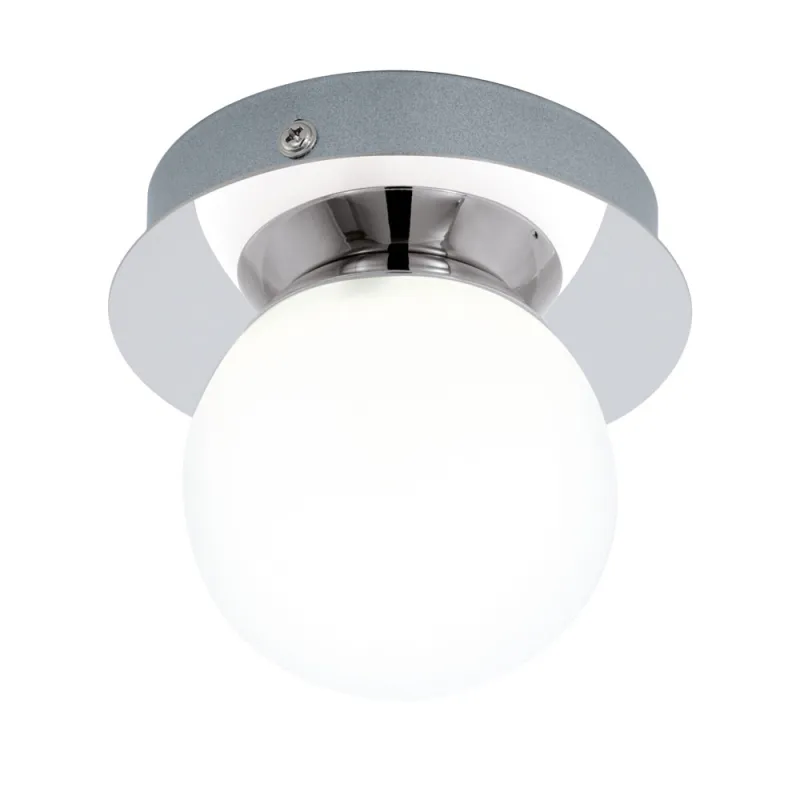 Aplica Baie Eglo Mosiano 94626, Led 1X3.3W 340Lm 3000K Ip44 Ø110Mm, Sticla Opal Mat, Crom