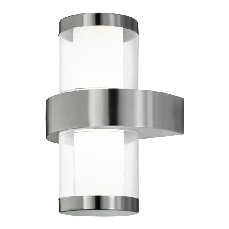 Aplica Exterior Eglo Beverly 1 94799, Led 2X3.7W 560Lm 3000K Ip44, Inox, Alb, Transparent