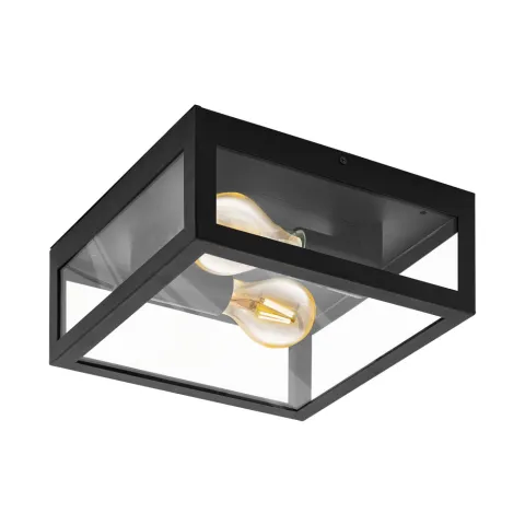 Plafoniera Eglo Alamonte 1 94832, E27 2X40W Ip44, Sticla, Negru