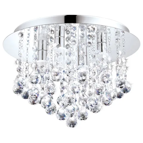 Plafoniera Baie Eglo Almonte 94878, G9 4X3W Ip44 Ø350Mm, Cristal, Transparent