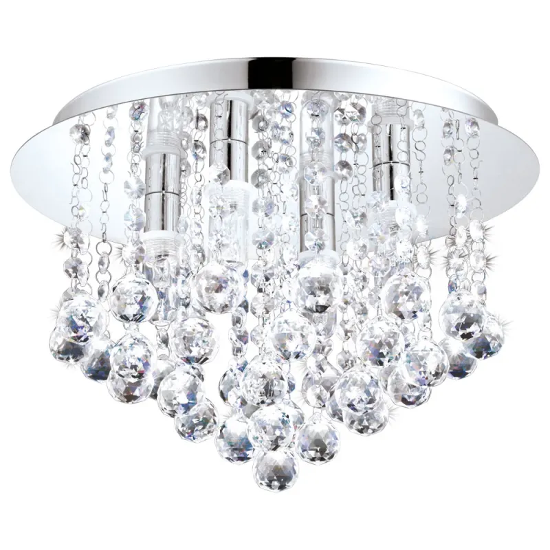 Plafoniera Baie Eglo Almonte 94878, G9 4X3W Ip44 Ø350Mm, Cristal, Transparent