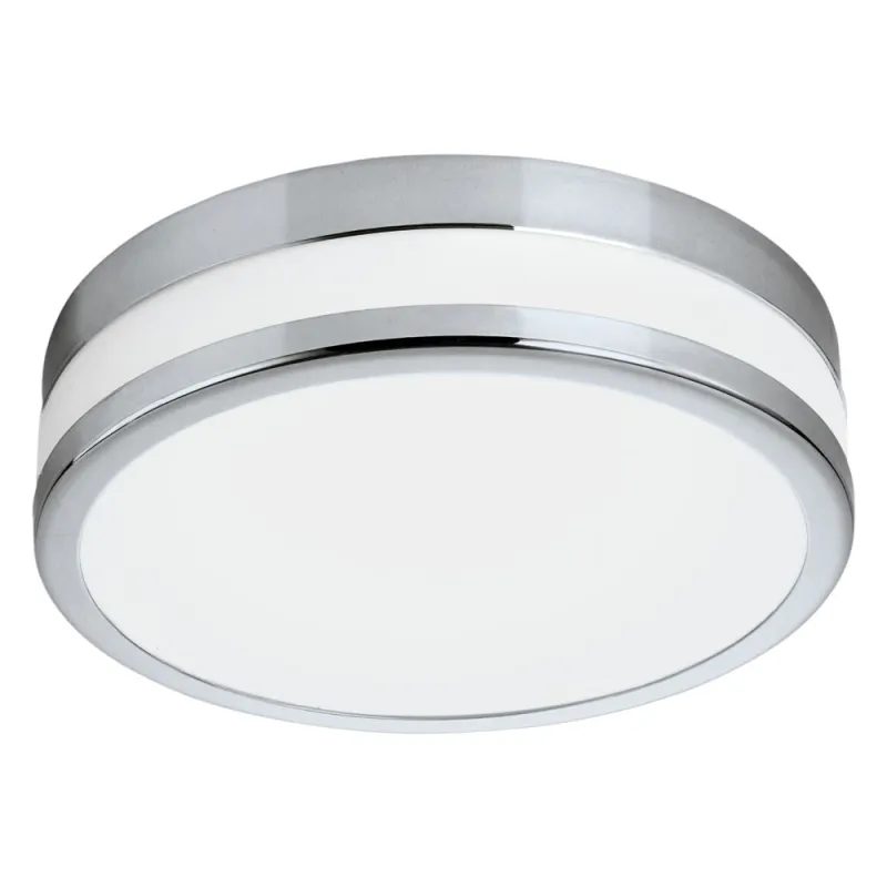 Plafoniera Baie Eglo Led Palermo 94998, Led 11W 950Lm 3000K Ip44 Ø225Mm, Sticla Satinata, Crom