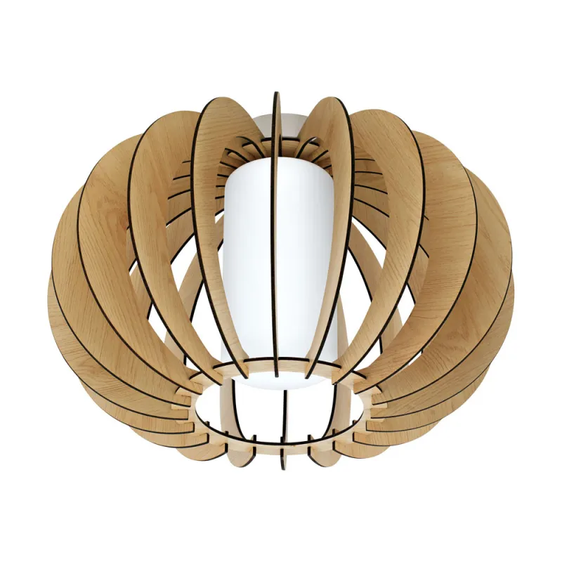 Plafoniera Eglo Stellato 1 95597, E27 1X60W Ø400Mm, Lemn, Sticla, Nichel Mat
