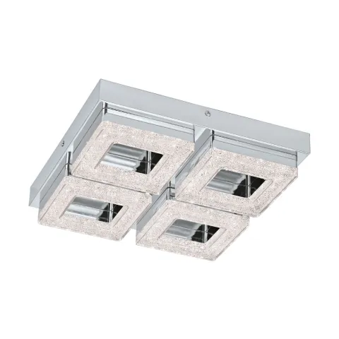 Plafoniera Eglo Fradelo 95657, Led 4X4W 1600Lm 3000K, Cristal, Crom, Transparent