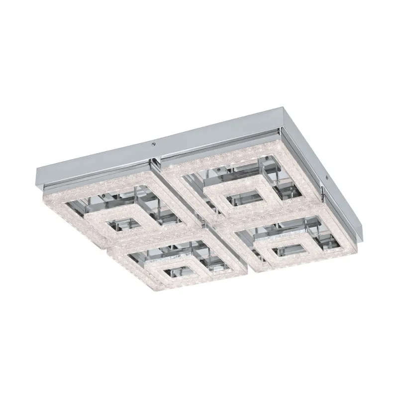 Plafoniera Eglo Fradelo 95661, Led 48W 5000Lm 3000K, Cristal, Crom, Transparent