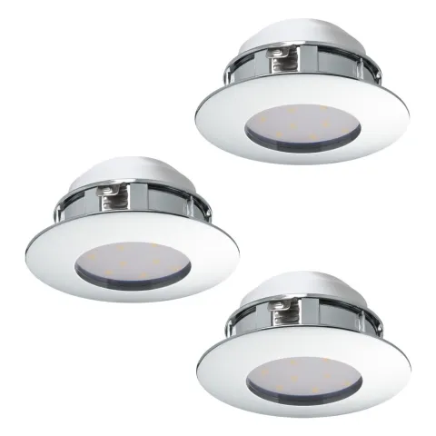 Set 3 Spoturi Incastrate Eglo Pineda 95822, Led 3X6W 1500Lm 3000K Ip20;Ip44 Ø78Mm
