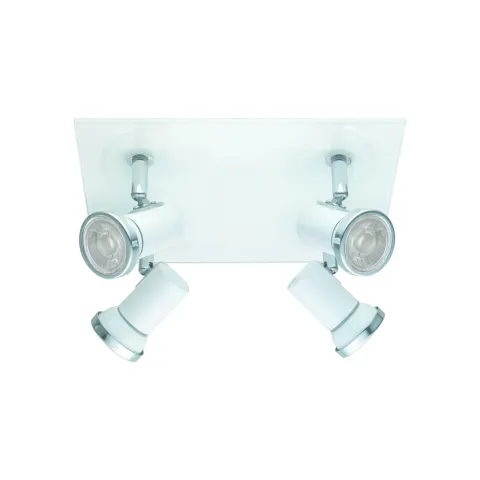 Plafoniera Baie Eglo Tamara 1 95995, Gu10 4X3.3W Ip44, Sticla, Otel, Alb, Crom