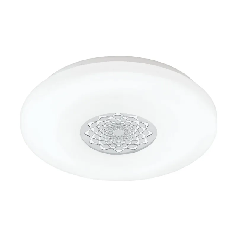 Plafoniera Eglo Capasso 1 96026, Led 24W 2600Lm 3000K Ø400Mm, Otel, Crom, Alb