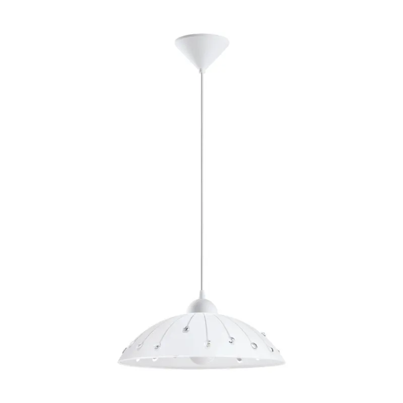 Pendul Cristal Eglo Vetro 96073, E27 1X60W Ø350Mm, Transparent, Alb