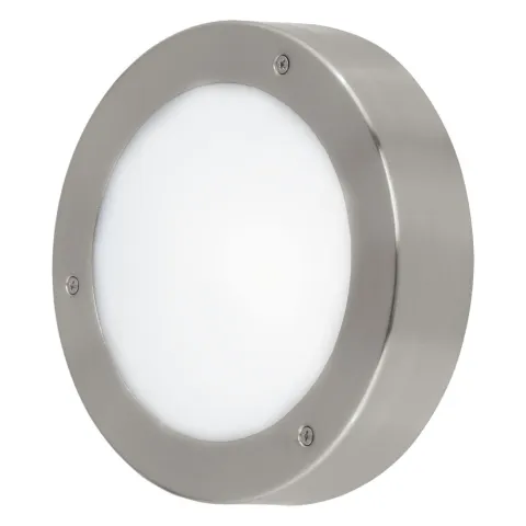 Plafoniera Exterior Eglo Vento 2 96365, Led 1X5.4W 410Lm 3000K Ip44 Ø185Mm, Inox, Alb