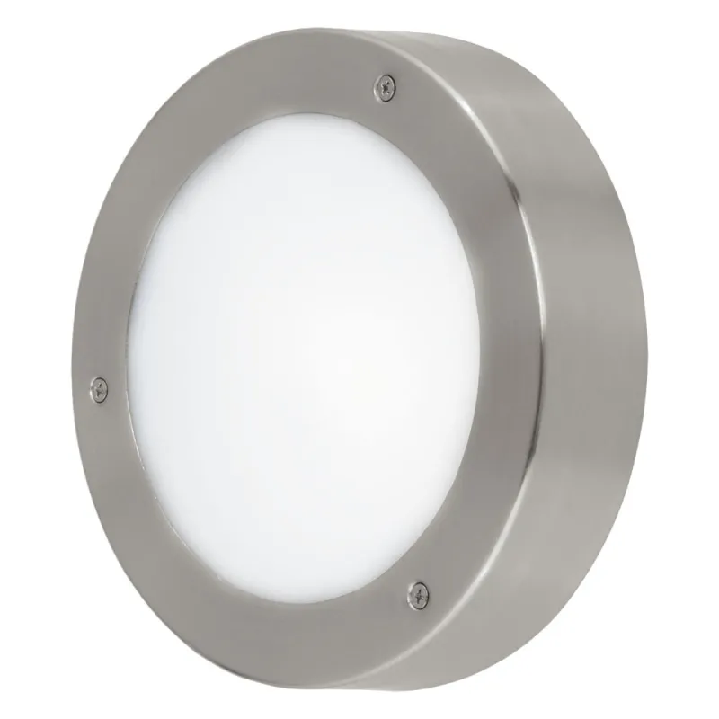 Plafoniera Exterior Eglo Vento 2 96365, Led 1X5.4W 410Lm 3000K Ip44 Ø185Mm, Inox, Alb
