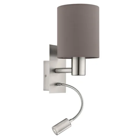 Aplica Eglo Pasteri 96481, E27;Led 1X40W;1X3.5W 380Lm 3000K, Textil, Maro Antracit