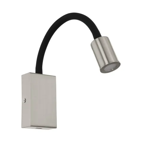 Aplica Eglo Tazzoli 96567, Led 3.5W 380Lm 3000K, Plastic, Otel, Negru, Nichel Mat