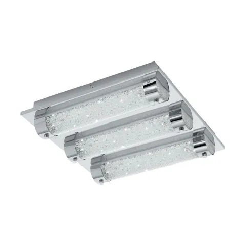 Plafoniera Baie Eglo Tolorico 97056, Led 3X7W 3000Lm 4000K Ip44, Cristal, Transparent