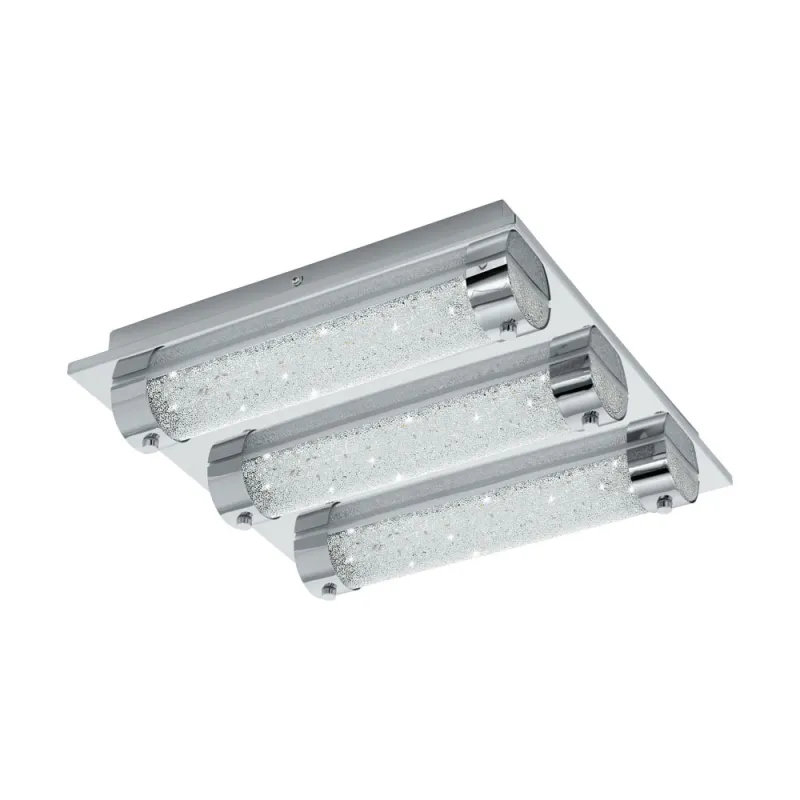 Plafoniera Baie Eglo Tolorico 97056, Led 3X7W 3000Lm 4000K Ip44, Cristal, Transparent