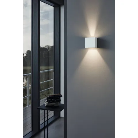 Aplica Exterior Eglo Calpino 97241, Led 2X3.3W 680Lm 3000K Ip54, Aluminiu Turnat, Alb