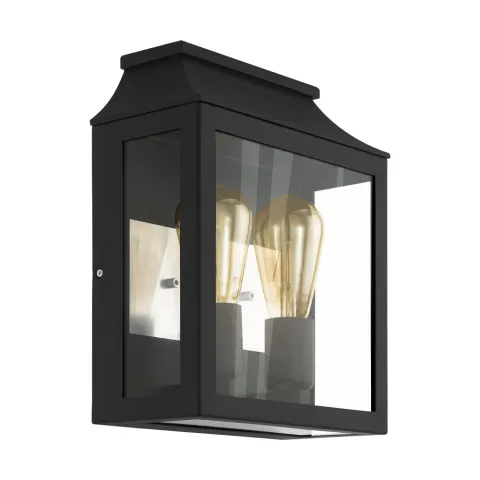 Aplica Exterior Eglo Soncino 97294, E27 2X60W Ip44, Sticla, Negru