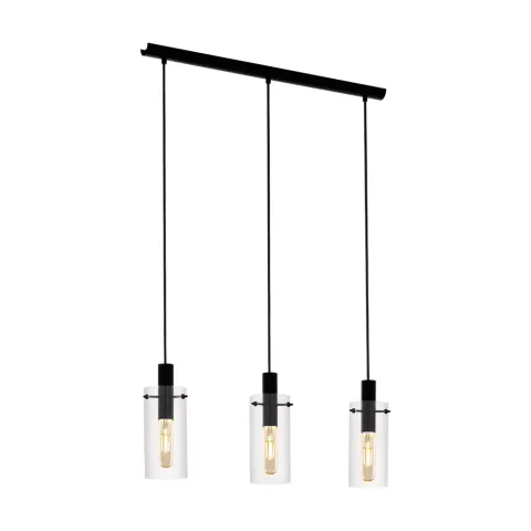 Suspensie Eglo Montefino 97367, E27 3X60W, Sticla, Negru