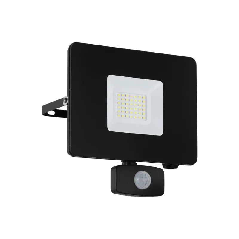 Proiector Exterior Cu Senzor De Miscare Eglo Faedo 3 97462, Led 30W 2750Lm 5000K Ip44, Negru