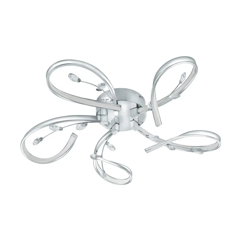 Plafoniera Eglo Vallemare 97487, Led 5X6.6W 4000Lm 3000K Ø650Mm, Cristal, Transparent, Alb