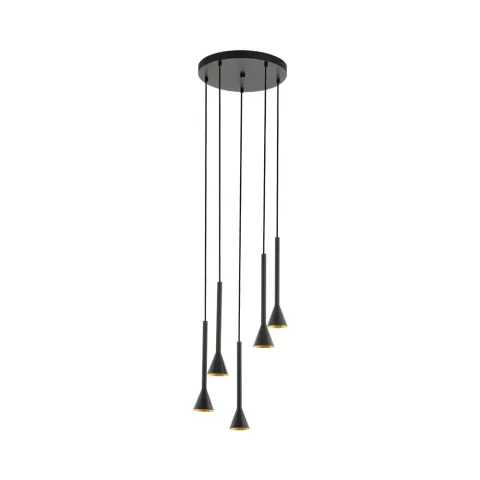 Suspensie Eglo Cortaderas 97606, Gu10 5X5W Ø350Mm, Otel, Auriu, Negru