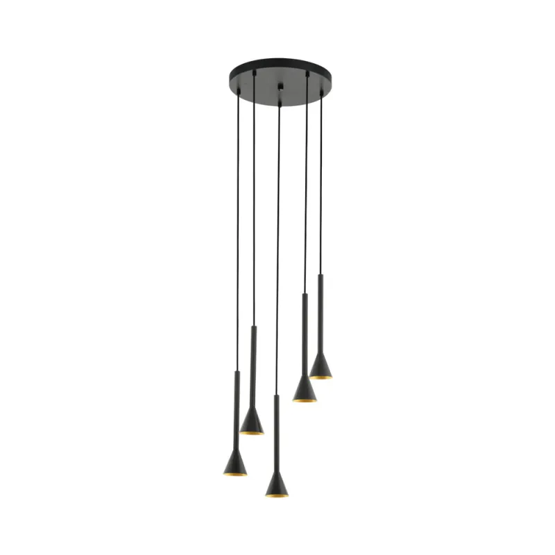 Suspensie Eglo Cortaderas 97606, Gu10 5X5W Ø350Mm, Otel, Auriu, Negru
