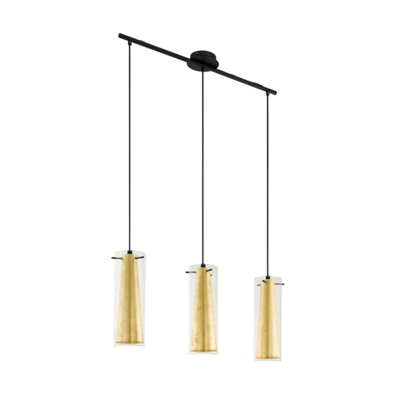 Suspensie Eglo Pinto Gold 97652, E27 3X40W, Sticla, Negru