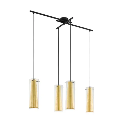 Suspensie Eglo Pinto Gold 97653, E27 4X40W, Sticla, Negru