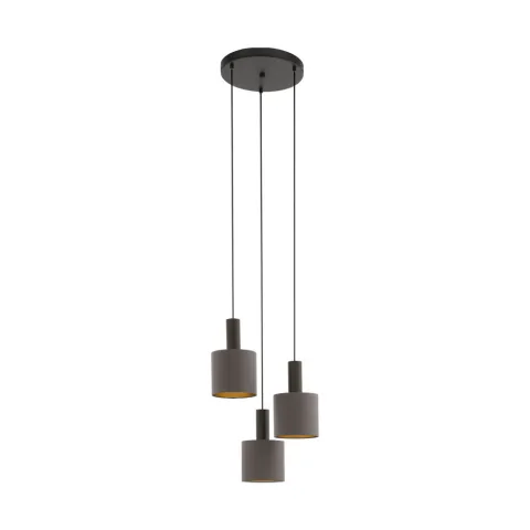 Suspensie Eglo Concessa 1 97684, E27 3X60W Ø420Mm, Textil, Cappuccino, Auriu