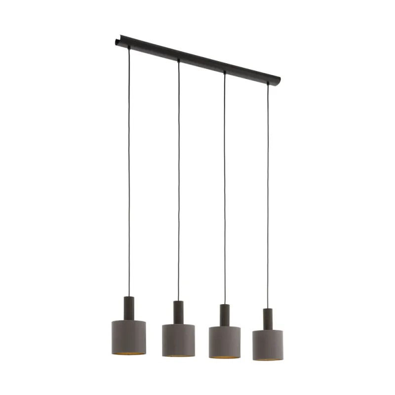 Suspensie Eglo Concessa 1 97685, E27 4X60W, Textil, Cappuccino, Auriu