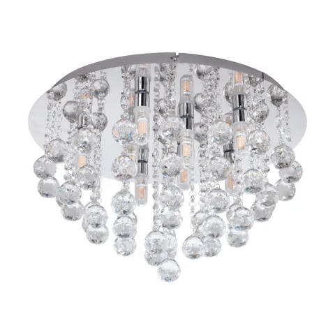Plafoniera Baie Eglo Almonte 97699, G9 8X3W Ip44 Ø500Mm, Cristal, Transparent