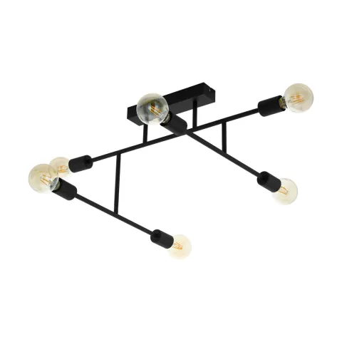 Plafoniera Eglo Belsiana 98034, E27 6X40W, Otel, Negru