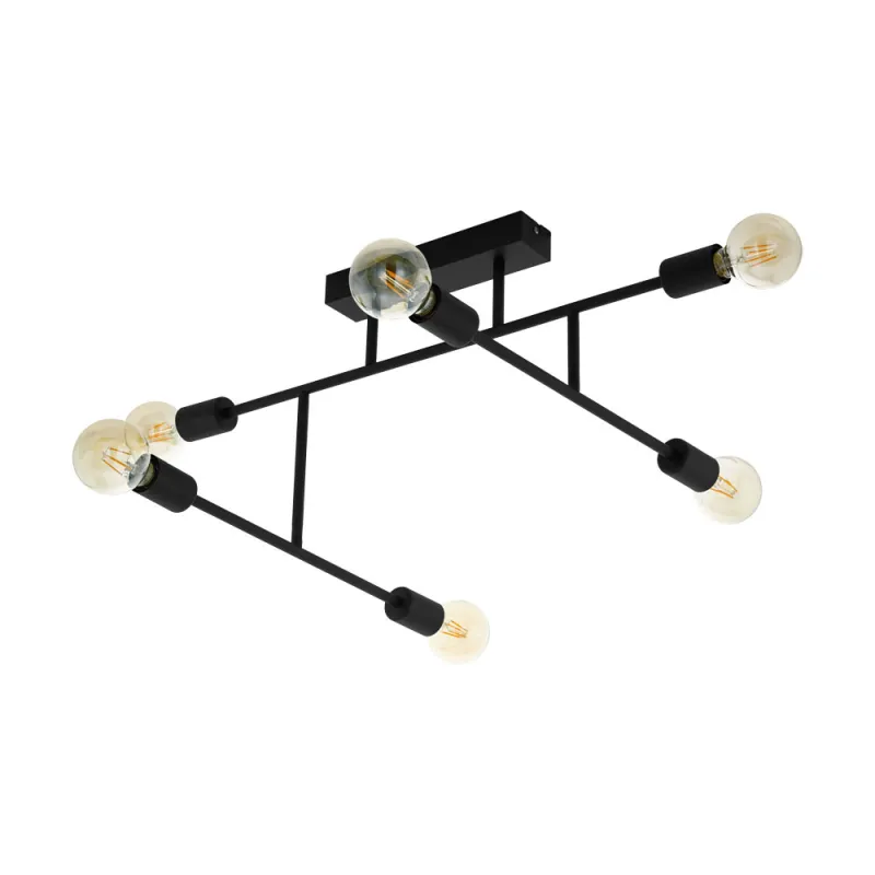 Plafoniera Eglo Belsiana 98034, E27 6X40W, Otel, Negru