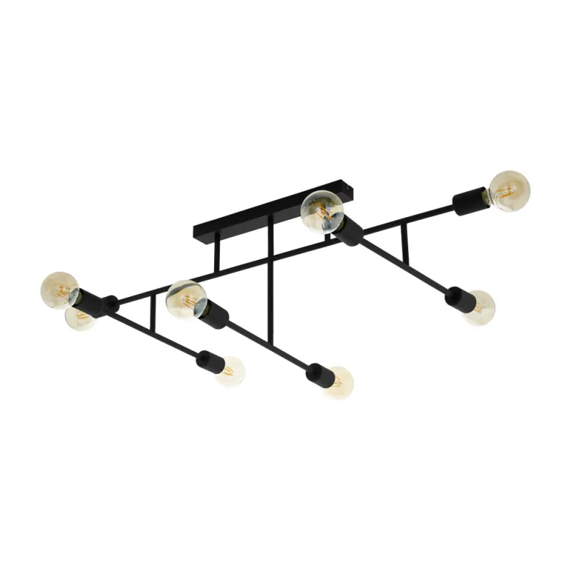 Plafoniera Eglo Belsiana 98035, E27 8X40W, Otel, Negru