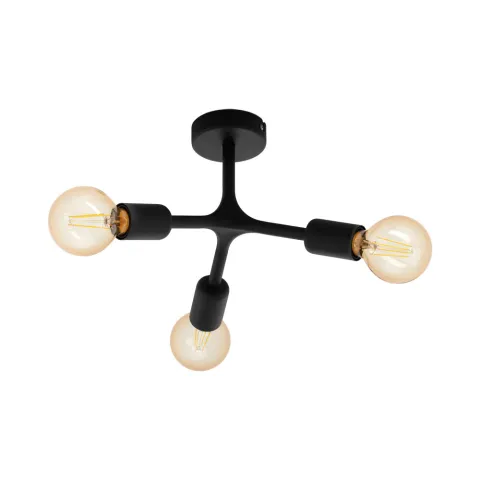Plafoniera Eglo Bocadella 1 98317, E27 3X60W Ø345Mm, Otel, Negru