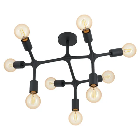 Plafoniera Eglo Bocadella 1 98318, E27 9X60W Ø640Mm, Otel, Negru