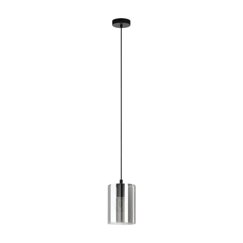 Pendul Eglo Cadaques 1 98585, E27 1X40W Ø160Mm, Negru Transparent