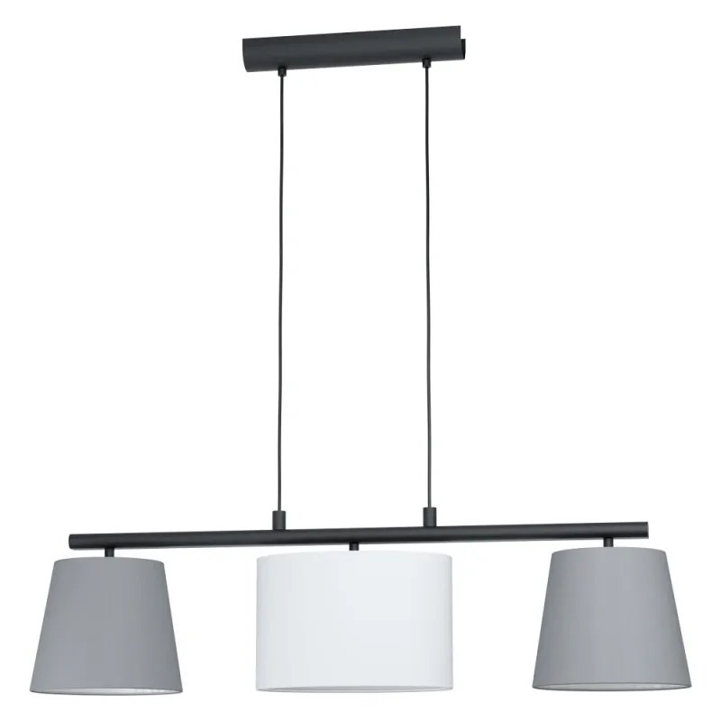 Suspensie Eglo Almeida 1 98587, E14 3X25W, Textil, Alb, Gri