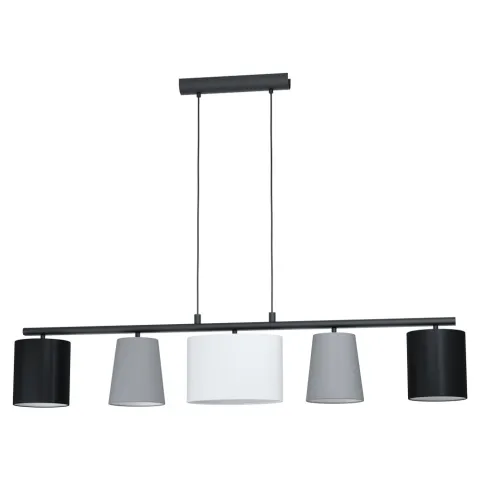Suspensie Eglo Almeida 1 98588, E14 5X25W, Textil, Alb, Gri, Negru