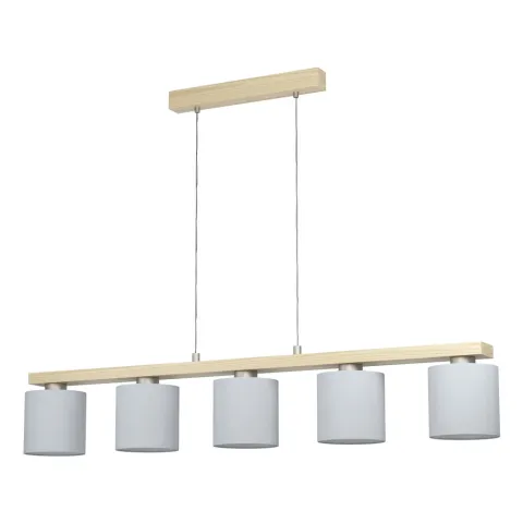 Suspensie Eglo Castralvo 98591, E27 5X28W, Lemn,Textil, Alb