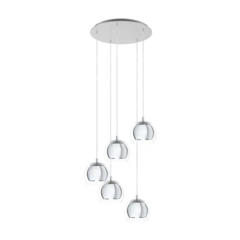 Suspensie Eglo Rocamar 1 98596, E27 5X28W Ø585Mm, Sticla, Crom