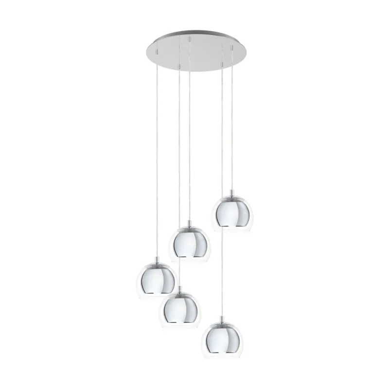 Suspensie Eglo Rocamar 1 98596, E27 5X28W Ø585Mm, Sticla, Crom