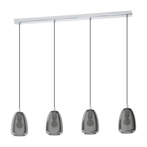 Suspensie Eglo Alobrase 98616, E27 4X40W, Sticla Aburita, Crom