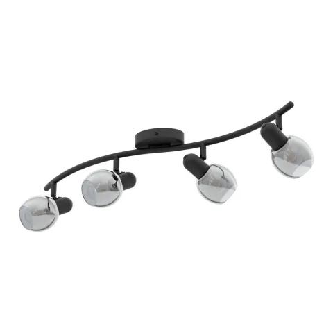 Plafoniera Eglo Pollica 98626, E14 4X28W, Sticla Aburita, Negru